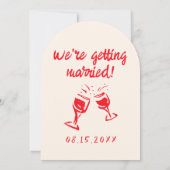 Retro Hand Drawn Red Cake Modern Arched Wedding Einladung (Rückseite)