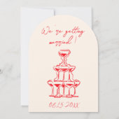 Retro Hand Drawn Red Cake Unique Arched  Wedding Einladung (Rückseite)