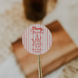 Retro Hand Drawn Red Funny Christmas Tree Vintage Runder Aufkleber