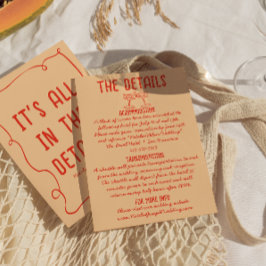 Retro Hand Drawn Red Quirky Einzigartige Hochzeitd Begleitkarte