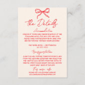 Retro Hand Drawn Red Trendy Quirky Wedding Details Begleitkarte (Vorderseite)