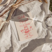 Retro Hand Drawn Red Unique QR Code Photo  Wedding Einladung