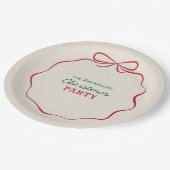 Retro Hand Drawn Ribbon Bow Christmas Party Pappteller (Schrägansicht)