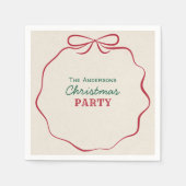 Retro Hand Drawn Ribbon Bow Christmas Party Serviette (Vorderseite)