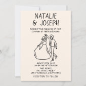 Retro Hand Drawn Sketchy Quirky Foto Hochzeit Einladung (Vorderseite)