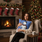 Retro Hand-Drawn Snowman Kissen