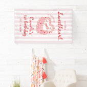 Retro Hand Drawn Valentine Girl First Birthday Banner (Insitu)