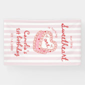 Retro Hand Drawn Valentine Girl First Birthday Banner (Horizontal)