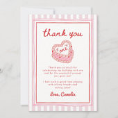 Retro Hand Drawn Valentine Girl First Birthday Dankeskarte (Vorderseite)