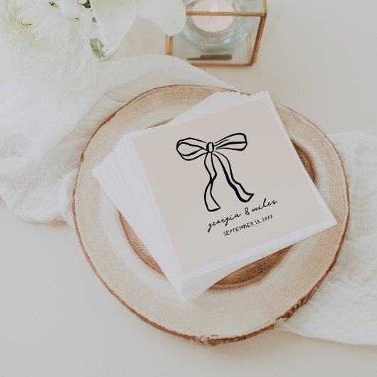 Retro Hand Drawn Wedding Napkins Serviette