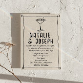 Retro Hand Drawn Writing Cocktail Foto Hochzeit Einladung
