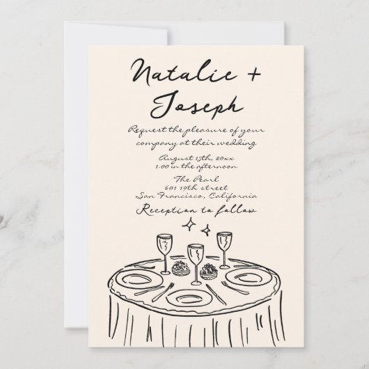 Retro Hand Drawn Writn Fun Quirky Foto Hochzeit Einladung (Vorderseite)