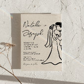 Retro Hand Drawn Written Couple Photo Wedding Einladung