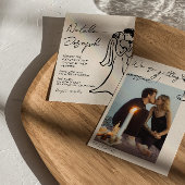 Retro Hand Drawn Written Couple Photo Wedding Einladung