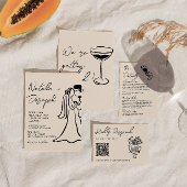 Retro Hand Drawn Written Couple Quirky Wedding Einladung