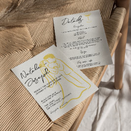 Retro Hand Drawn Written Summer All In One Wedding Einladung