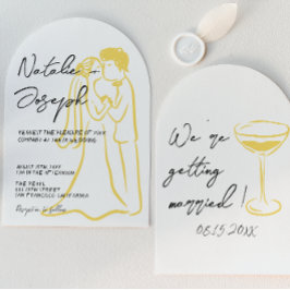 Retro Hand Drawn Written Summer Arched Wedding Einladung