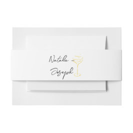 Retro Hand Drawn Yellow Champagne Summer  Wedding Einladungsbanderole