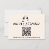 Retro Hand geschrieben Gezeichnet Brillen QR Code  RSVP Karte (Vorderseite)