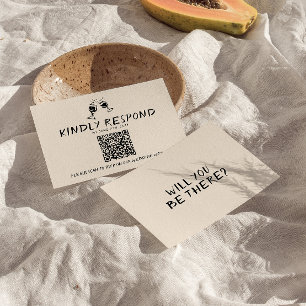 Retro Hand geschrieben Gezeichnet Brillen QR Code RSVP Karte