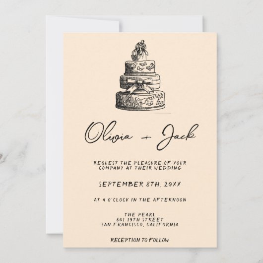 Retro Hand geschrieben Gezeichnet Kuchen Quirky Fo Einladung (Rückseite)