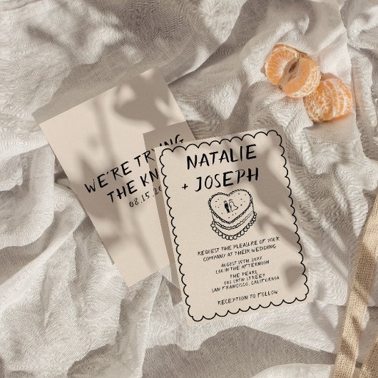 Retro Hand geschrieben Gezeichnet Kuchen Quirky Ra Einladung