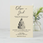 Retro Hand geschrieben Gezeichnet Kuchen Quirky Tr Einladung (Stehend Vorderseite)