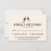 Retro Hand Gezeichnet Brillen Quirky Wedding RSVP Karte (Vorderseite)