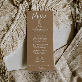 Retro Hand Gezeichnet Brown Quirky Fun Wedding Menükarte