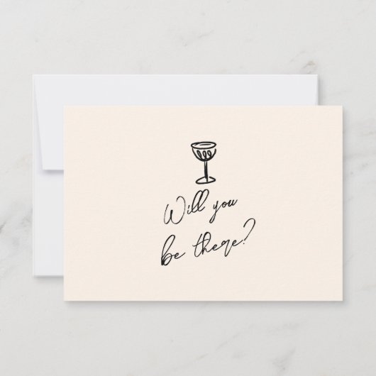 Retro Hand Gezeichnet Cupid Quirky Wedding RSVP (Rückseite)