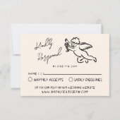 Retro Hand Gezeichnet Cupid Quirky Wedding RSVP Karte (Vorderseite)