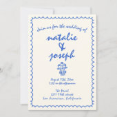 Retro Hand Gezeichnet einzigartig in einer Hochzei Einladung (Vorderseite)