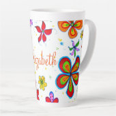 Retro Hand gezeichnet floral Personalisiert Milchtasse (Rechte Ecke)