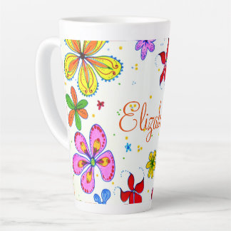 Retro Hand gezeichnet floral Personalisiert Milchtasse