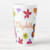 Retro Hand gezeichnet floral Personalisiert Milchtasse (Vorderseite)