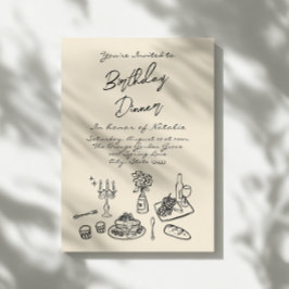 Retro Hand gezeichnet Geburtstagsessen Party Moder Einladung