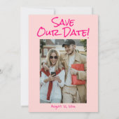 Retro Hand gezeichnet Geschriebenes farbiges Foto  Save The Date (Rückseite)