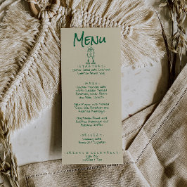 Retro Hand Gezeichnet grüne Quirky Hochzeit Menükarte
