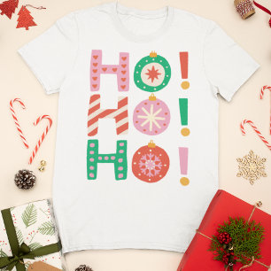 Retro Hand Gezeichnet Ho Ho Ho Weihnachten T-Shirt