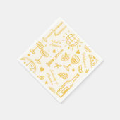 Retro Hand Gezeichnet Illustrierte Hochzeit Serviette (Ecke)