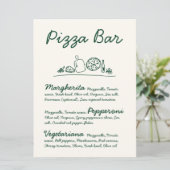 Retro Hand Gezeichnet Pizza Bar Wedding Tabletop S Einladung (Stehend Vorderseite)