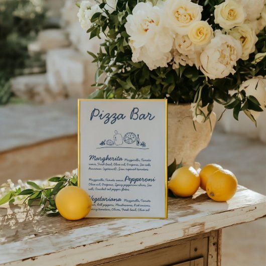 Retro Hand Gezeichnet Pizza Bar Wedding Tabletop S Einladung