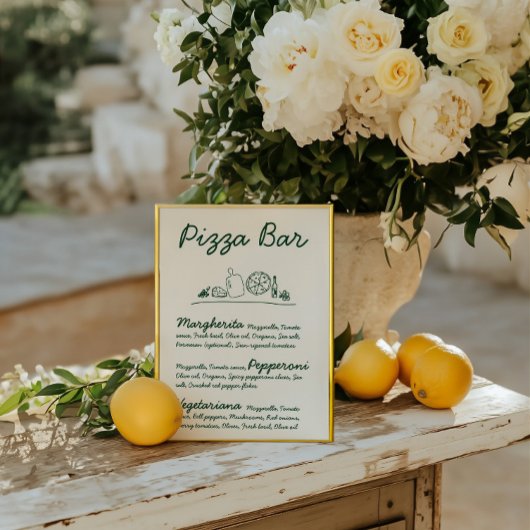Retro Hand Gezeichnet Pizza Bar Wedding Tabletop S Einladung