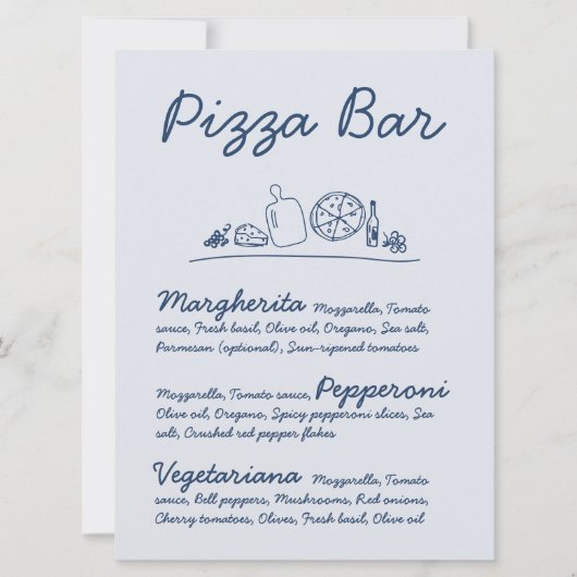 Retro Hand Gezeichnet Pizza Bar Wedding Tabletop S Einladung (Vorderseite)