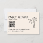 Retro Hand Gezeichnet QR Code Einzigartige Hochzei RSVP Karte (Vorderseite)
