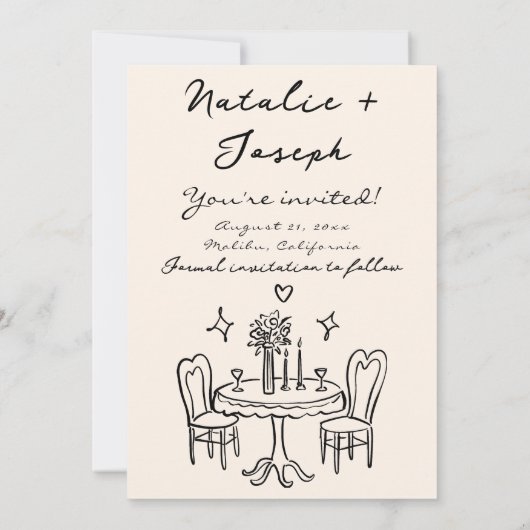 Retro Hand Gezeichnet Quirky Bold Foto Wedding Save The Date (Rückseite)