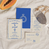 Retro Hand Gezeichnet Quirky Einzigartige Hochzeit Einladung