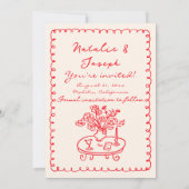 Retro Hand Gezeichnet Quirky fett Niedliche Hochze Save The Date (Rückseite)