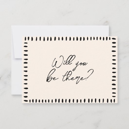 Retro Hand Gezeichnet Quirky QR Code Wedding RSVP Karte (Rückseite)