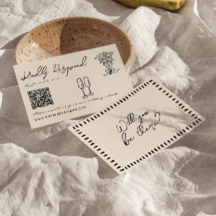 Retro Hand Gezeichnet Quirky QR Code Wedding RSVP Karte